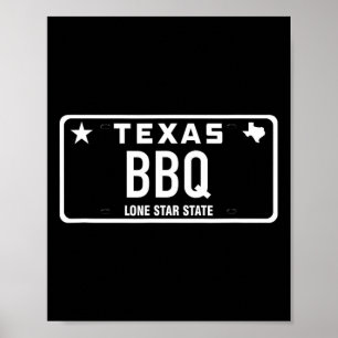 Póster Placa de matrícula de Texas Bbq Comida Carne Tx Re