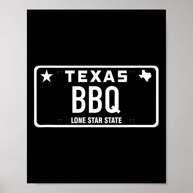 Póster Placa de matrícula de Texas Bbq Comida Carne Tx Re (Frente)