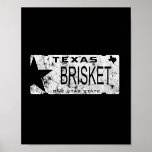 Póster Placa de Matrícula del Estado de Texas Brisket Pit