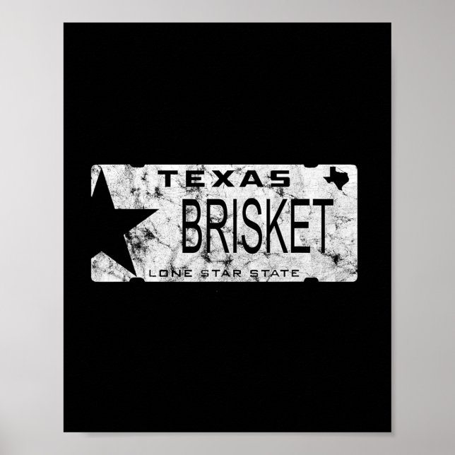 Póster Placa de Matrícula del Estado de Texas Brisket Pit (Frente)