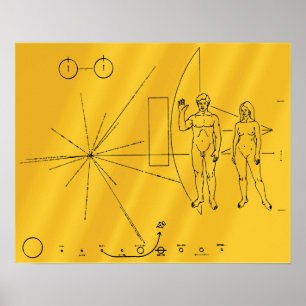 Póster Placa de oro de la sonda espacial Pioneer 10 de la
