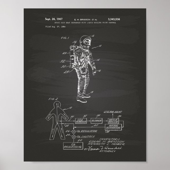 Póster Placa de protección de patentes Space Suit Heat Ex (Frente)