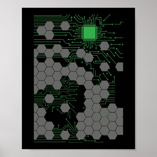 Póster Placa del circuito de ciencias de la computación (Frente)