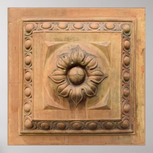 Póster Placa floral de terracota italiana antigua, baldos
