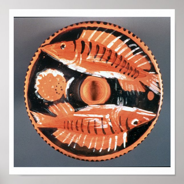 Póster Placa que representa a dos peces, 350 a.C. (cerámi (Frente)