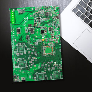 Póster Placa verde del circuito del geek de la computador