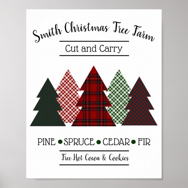 Póster Placa verde verde roja de árbol de Navidad persona (Frente)