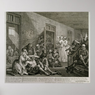 Póster Placa VIII del progreso de un rastrillo, 1735