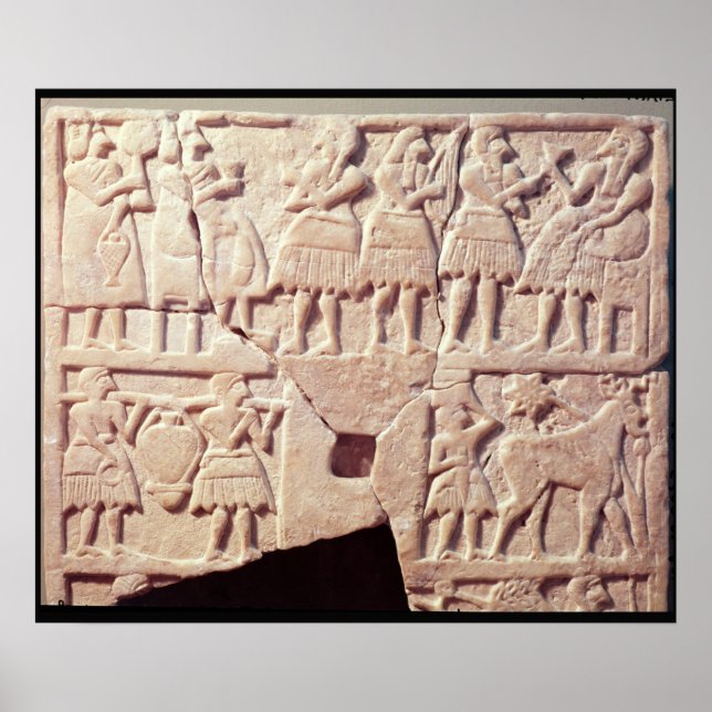 Póster Placa votiva que representa una escena de ofrenda (Frente)