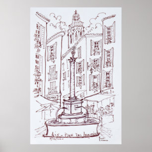 Póster Place Des Augustine   Aix en Provence, Francia