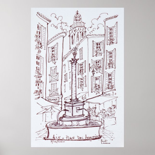 Póster Place Des Augustine | Aix en Provence, Francia (Frente)