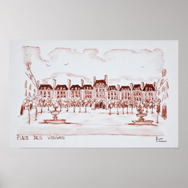 Póster Place des Vosges | Marais, París (Frente)