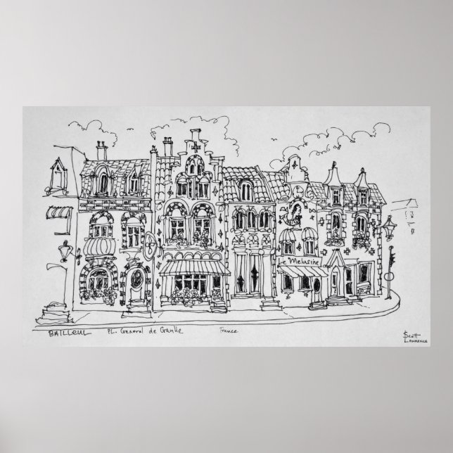 Póster Place du General de Gaulle | Bailleul, France (Frente)