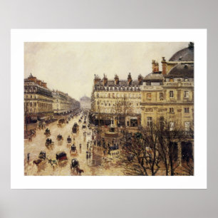 Póster Place du Theatre Francais, lluvia