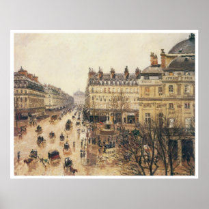 Póster Place du Theatre Francais, lluvia, 1898