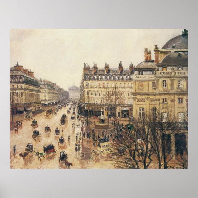 Póster Place du Theatre Francais, Paris Rain by Pissarro (Frente)
