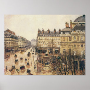 Póster Place du Theatre Francais, Paris Rain by Pissarro