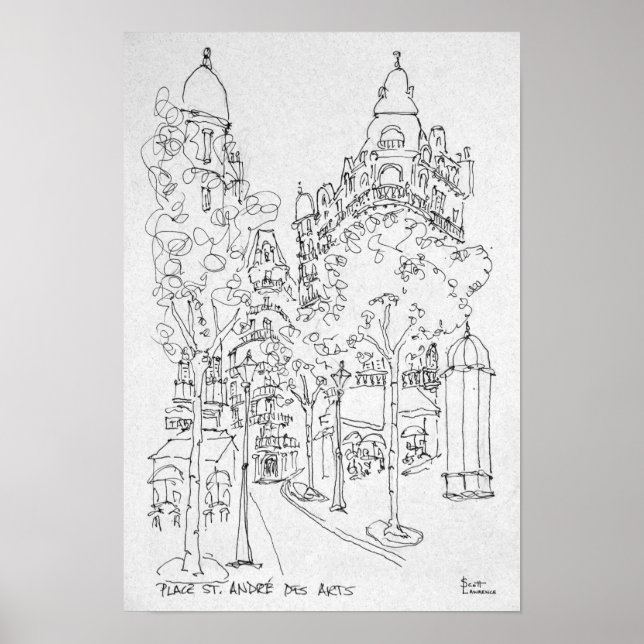 Póster Place St. Andre des Arts | París, Francia (Frente)