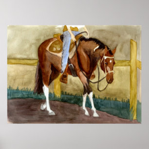 Póster Placer occidental del caballo de la pintura de las