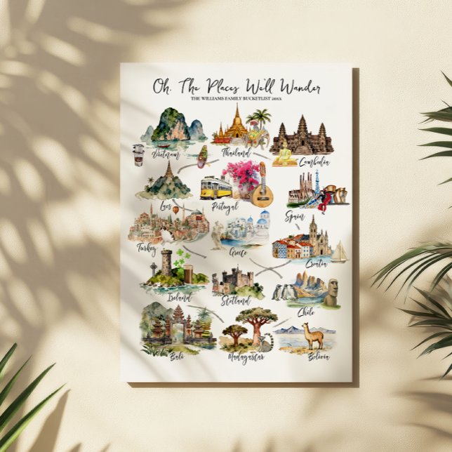 Póster Places We’ll Wander | Monogram Travel Bucket List (Subido por el creador)