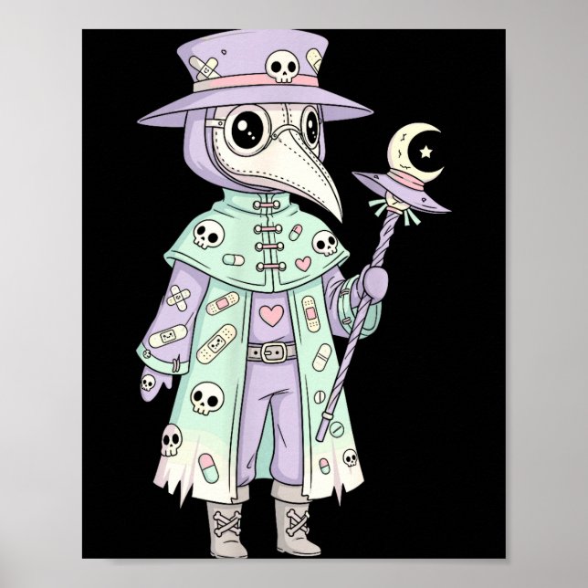 Póster Plague Doctor Gothic Pastel Cute Moth Face Mask Oc (Frente)