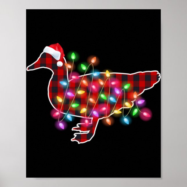 Póster Plaid Buffalo Duck Christmas Pajamas Xmas Lights F (Frente)