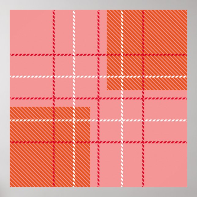 Póster Plaid Checkered Fabric Pattern in pink,  pale oran (Frente)