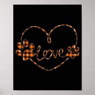 Póster Plaid Naranja Negro Pata de Perro Corazón Amor Hal