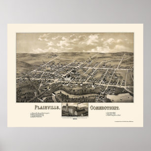 Póster Plainville, CT Panoramic Map - 1878