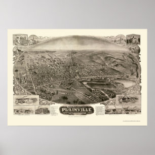 Póster Plainville, CT Panoramic Map - 1907