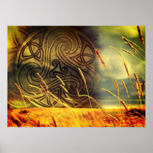 Póster Plakat, Poster, Triskele celta, Naturaleza, Fuego,