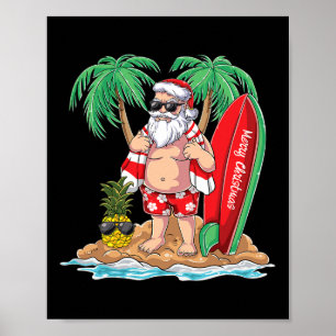 Póster Plamas Navideñas De Las Vacaciones De La Playa Del
