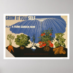 Póster Plan A Farm Garden 1941 WPA