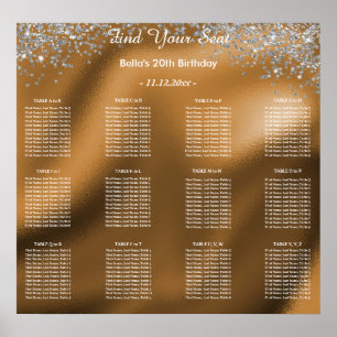 Póster Plan de asiento alfabético de cumpleaños para Purp