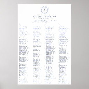 Póster Plan de asiento alfabético Regency Blue Escudo