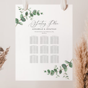 Póster Plan de asiento botánico del Boda de presupuesto E