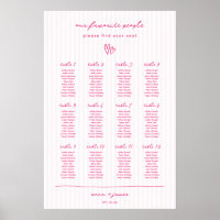 Plan de asiento de Boda rosa caprichoso