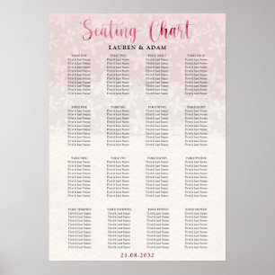 Póster Plan de asiento de color de agua floral rosa de Ru