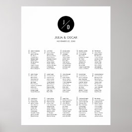 Póster Plan de asiento Minimalista moderno para Bodas de