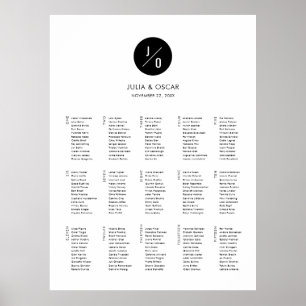 Póster Plan de asiento Minimalista moderno para Bodas de 