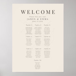 Póster Plan de asientos botánico minimalista10 Beige suav