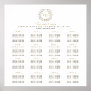 Póster Plan de Asientos de Boda Corona de Trigo de Otoño 