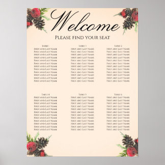 Póster Plan de Asientos de Boda de Navidad Vintage