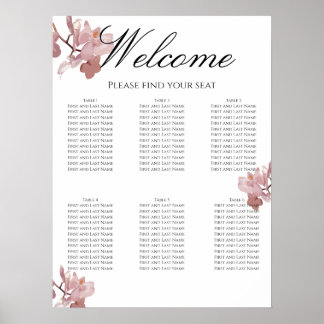 Póster Plan de Asientos de Boda de Orquídea Rosa