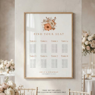 Póster Plan de Asientos de Boda en mesa de Autumn Florals