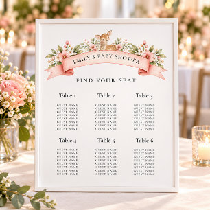 Póster Plan de Asientos de Mesa para Baby Shower Oh Deer 