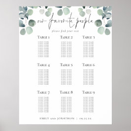 Póster Plan de asientos Eucalyptus Boda Gente favorita