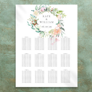Póster Plan de Asientos Floral de Acuarela Elegante con V