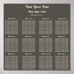 Póster Plan de Asientos Minimalista Café Oscuro 12x12