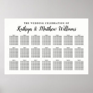 Póster Plan de Asientos para Boda en Blanco y Negro